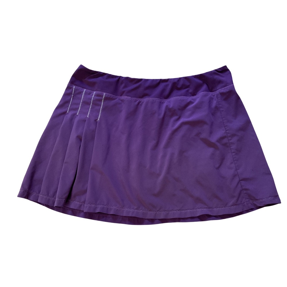 Athleta Womens Purple Pleated Active Skort Size L Tennis Running Skirt Pocket